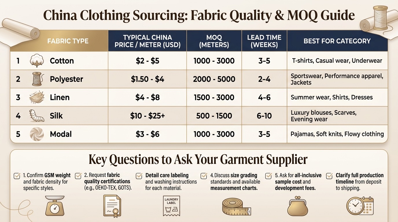 china clothing fabric guide