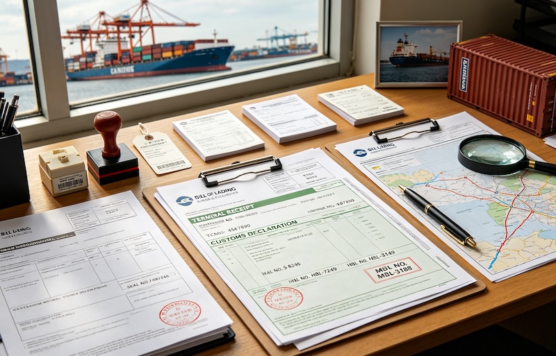 bill of lading document close-up